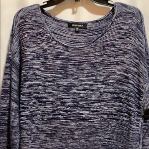 ELLEN TRACY TUNIC SWEATER SZ XL NAVY/WHT MARBLED
